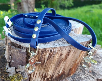 Hands Free Long Dog Leash, 6 to 50 feet, 1/2" Biothane Waterproof Training Lead, Custom Colors, Metals and Sizes