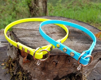 Slip Dog Collar, 3/8" Wide Biothane Waterproof Slide Collar, Custom Colors, Sizes and Metals!