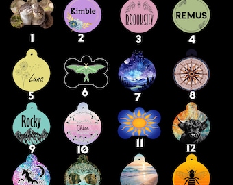 Nature Style Tags, Animal Tag, Lightweight Pet Tag, Outdoor Tag, Botanical Tag, Aluminum Dog Tag, Floral Dog Tag, Choose Your Color & Font