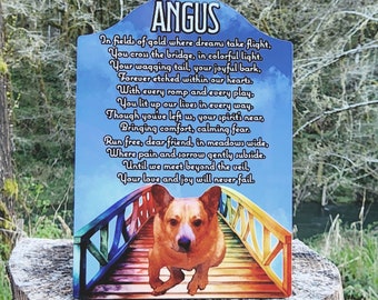 Personalized Pet Memorial Picture, Free Standing Plaque, Memorial For Pet Loss, Rainbow Bridge, Pet Memorial, Grief Gift, Pet Memorial Gift