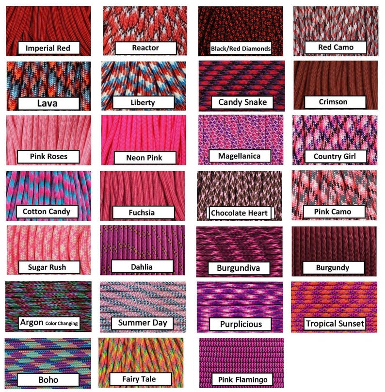 550 Paracord 10', 25', 50', 100' or Sample Pack - 100+ colors to choose from image 4
