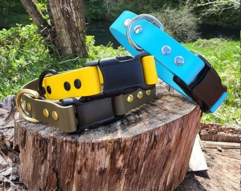 1" Wide Non-Adjustable Quick Release Biothane Waterproof Dog Collar, Add Your Dog's Name, Custom Colors, Metals & Sizes