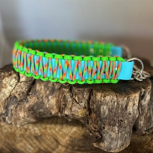 Half Check Dog Collar, 1 1/2" Wide Biothane and Paracord Waterproof Martingale Dog Collar, Custom Colors & Sizes