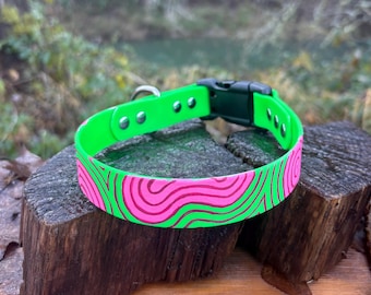 Neon Ripples - Hand Painted Biothane Dog Collar Quick Release - Special Occasion, Spoil Your Dog, Support Small Artist - The Hope Collection