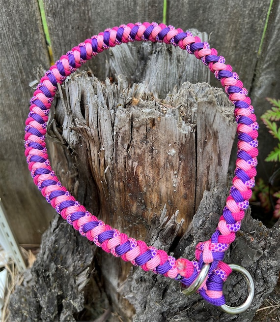 Thick Round Braid Paracord Dog Collar, Custom Colors and Closure