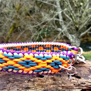 Paracord Dog Collar, Custom Colors and Closure, Deluxe Double Diamond Weave, Available in Slide, Adjustable, Martingale, Half Check, Buckle