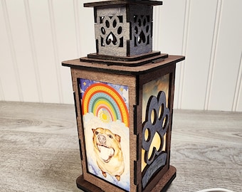 Personalized Pet Memorial Lantern, Handmade Memorial Light, Memorial Pet Loss, Rainbow Bridge, Pet Memorial, Grief Gift, Pet Memorial Gift