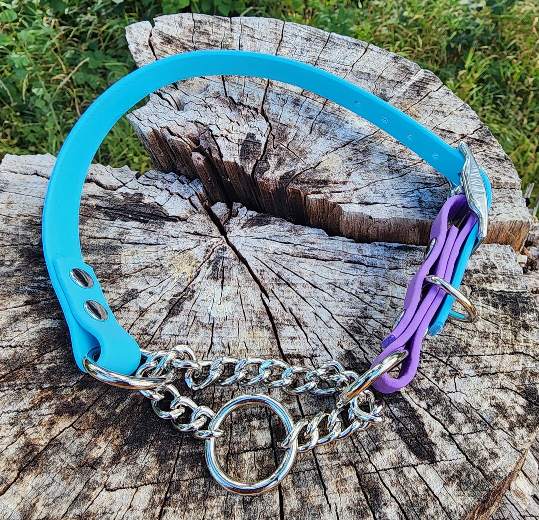 5/8 Adjustable Half Check Dog Collar, 5/8 Wide Biothane Waterproof