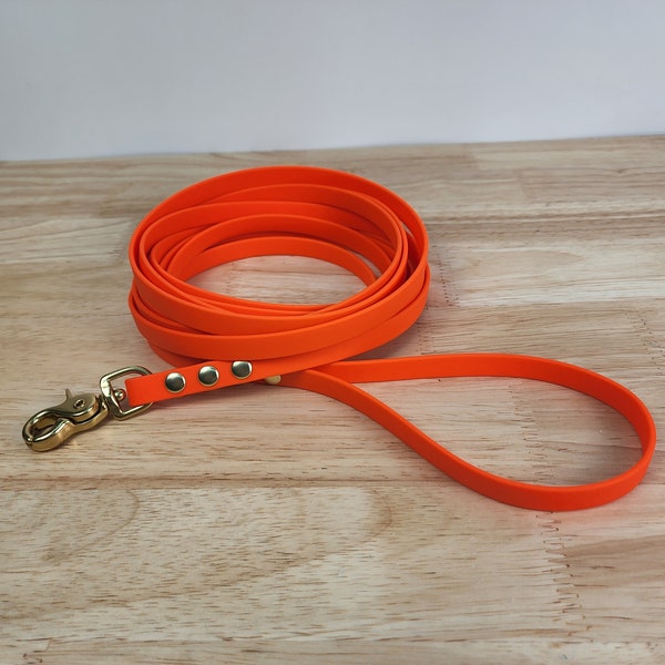 1/2" wide 15' neon orange long lead with brass trigger - free US shipping! (CLR)