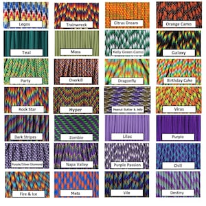 550 Paracord 10&#39;, 25&#39;, 50&#39;, 100&#39; or Sample Pack - 100+ colors to choose from