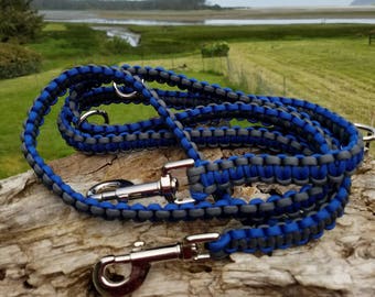 Hands-Free Paracord Dog Leash: 6-Way Adjustable, Choose Colors, Length and Hardware, Handmade