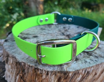 Deluxe Adjustable Buckle Dog Collar, 1" Wide Biothane Waterproof Buckle Collar, Custom Colors, Metals & Sizes