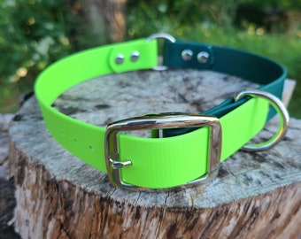 Deluxe Adjustable Buckle Dog Collar, 1" Wide Biothane Waterproof Buckle Collar, Custom Colors, Metals & Sizes