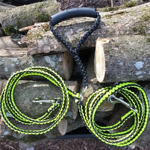 Paracord Tangle-Free Double Leash, You Design Your Custom Colors and Lengths, Swivel Coupler, All Size Dogs