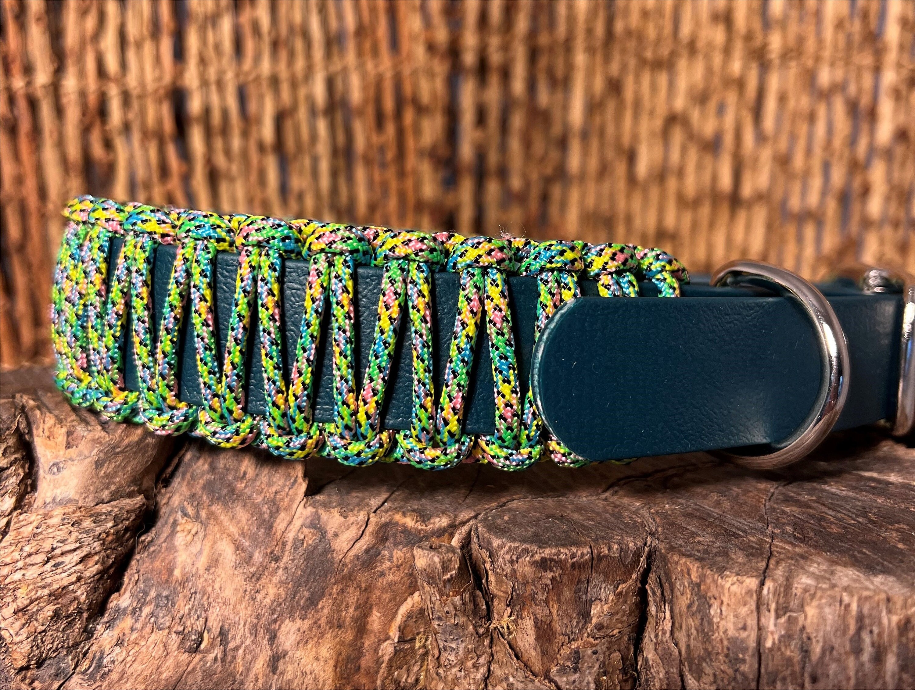 Adjustable Buckle Collar, 1 1/2 Wide Biothane and Paracord