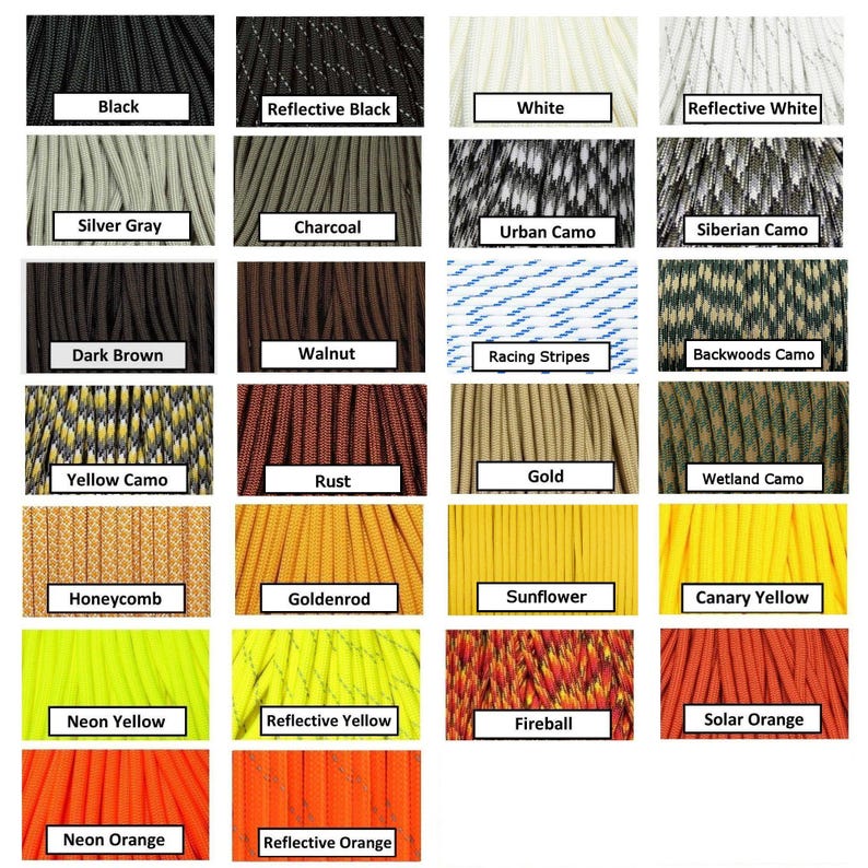 550 Paracord 10', 25', 50', 100' or Sample Pack - 100+ colors to choose from image 2