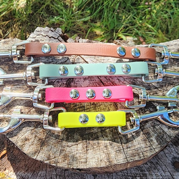 Collar to Collar or Harness Strap, 1/2" Wide Biothane Waterproof Safety Strap, Custom Colors, Metals & Sizes