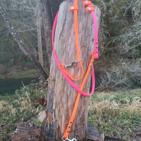 Laisse réglable de luxe pour chien à clip et glissement de 3/8 po., Laisse d'extérieur imperméable au biothane mains libres pour petit chien, couleurs, métaux et tailles personnalisés