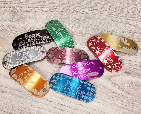 Add On Custom Aluminum Dog Tag, Laser Etched Nameplate,  Hand Crafted Dog Collar Nameplate, Noiseless Dog Tag, Hand Crafted Dog Tag