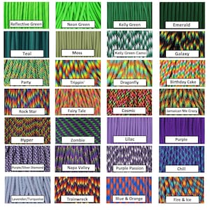 550 Paracord 10', 25', 50' or Sample Pack - 100 colors to choose from