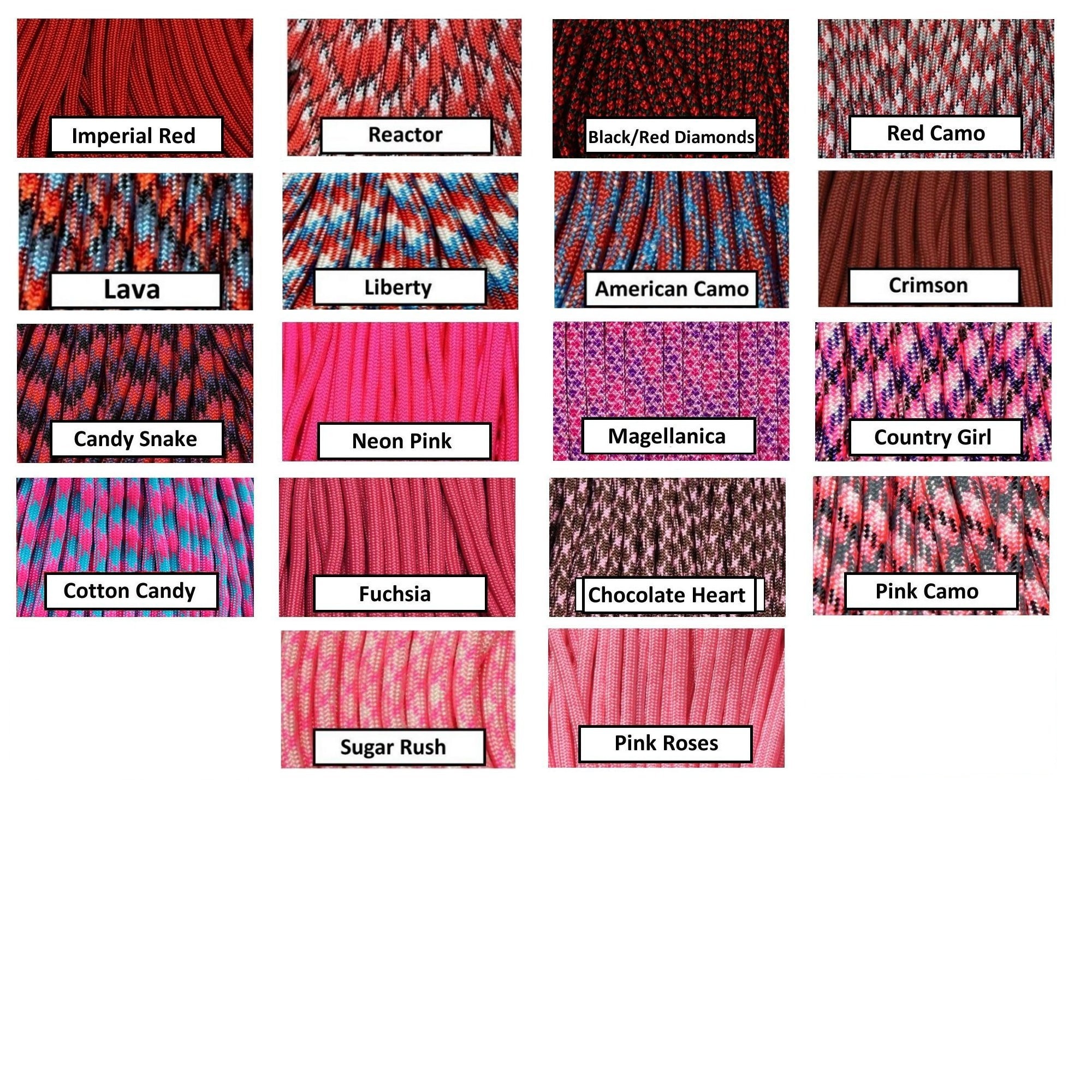 550 Paracord 10', 25', 50' or Sample Pack 100 Colors to Choose From 