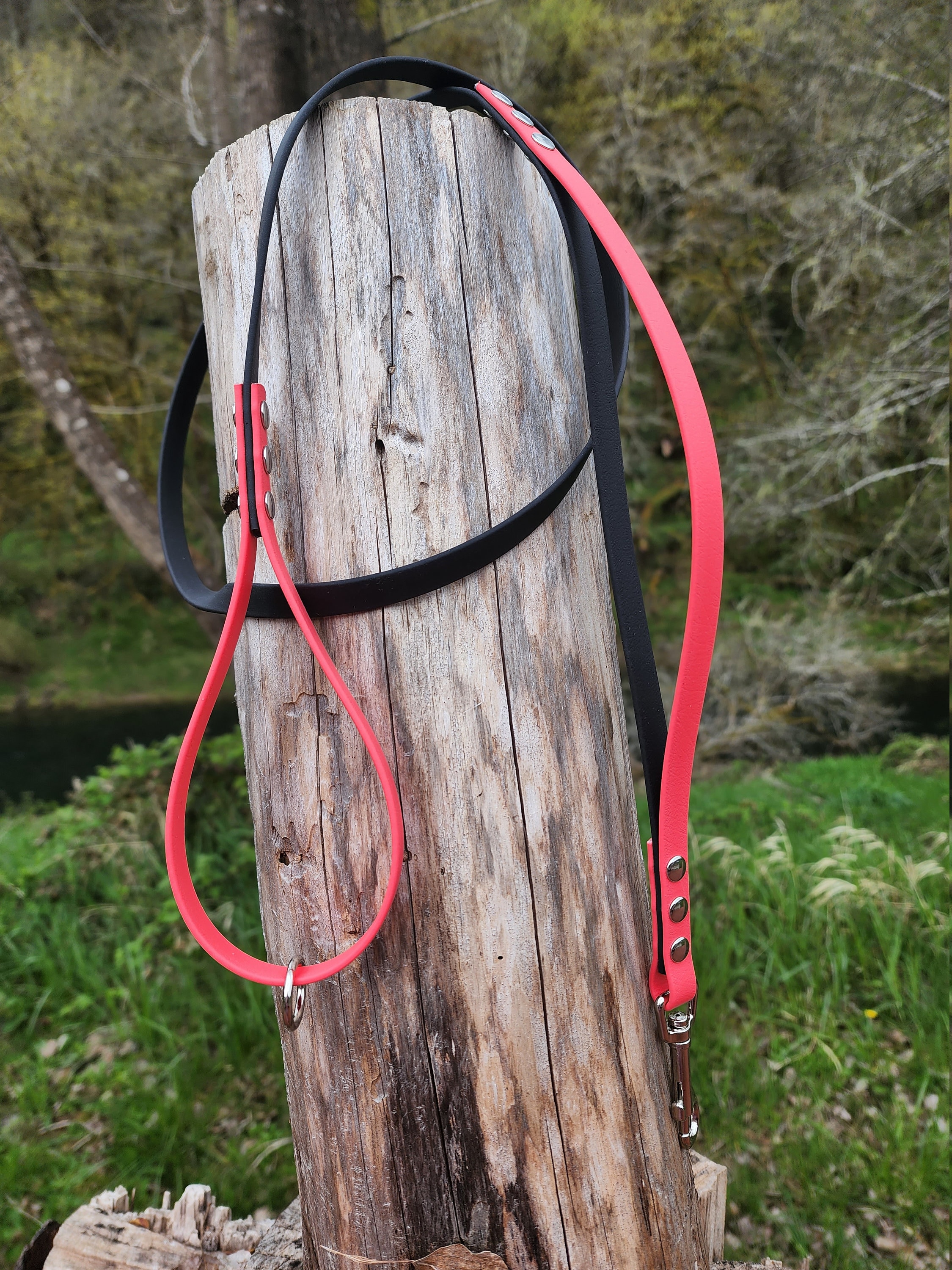 1/2" Deluxe Standard With Flat Traffic Handle Dog Leash, Outdoor Biothane Waterproof Custom Small Colors, Metals & Sizes