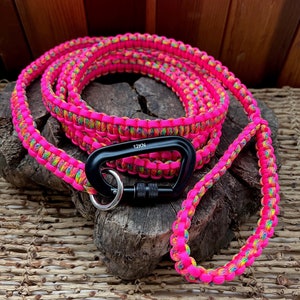 Paracord Dog Leash with Handle, Custom Colors with Snap Hook or Carabiner, Choice of Length image 1