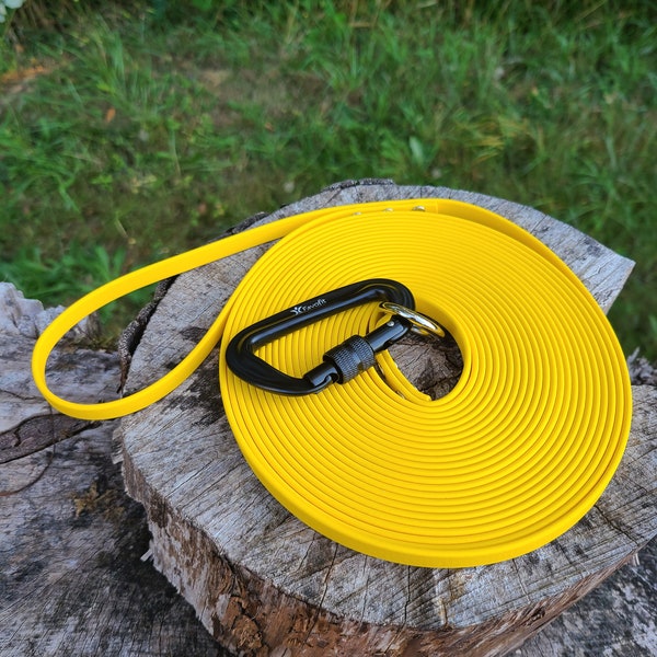 Long Dog Leash, 10 to 50 feet, 3/8" Wide Biothane Waterproof Training Lead, Custom Colors and Snaps - Steel, Brass, Stainless and more!