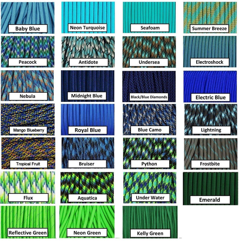 550 Paracord 10', 25', 50', 100' or Sample Pack - 100+ colors to choose from image 3