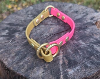 1/2" Wide Deluxe 2 Color Slip Biothane Waterproof Dog Collar, Add Your Dog's Name, Custom Colors, Sizes and Metals!
