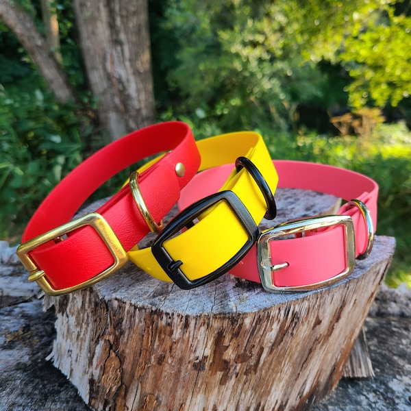 Adjustable Buckle Dog Collar, 1" Wide Biothane Waterproof Buckle Collar, Custom Colors, Metals & Sizes