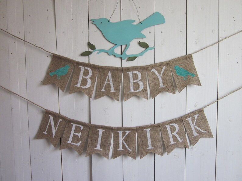 Bird Themed Baby Shower Decoration Personalized Baby Name Etsy