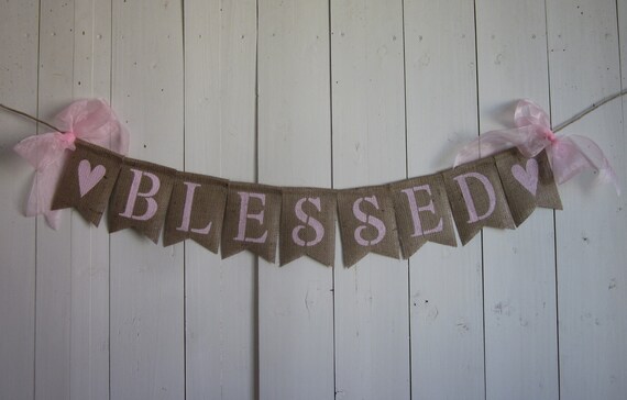 Pink Girl Baptism Banner Baby Girl Blessed Bunting Little Etsy