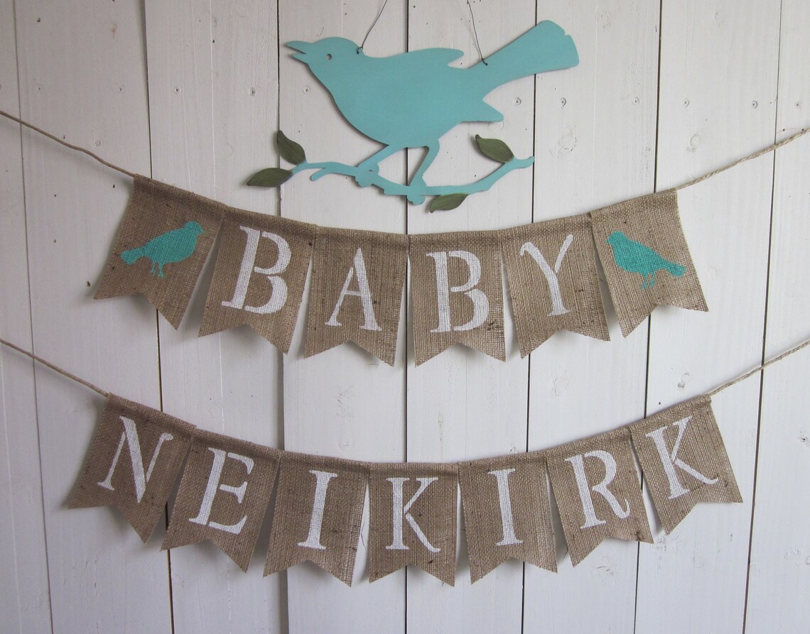 Bird Themed Baby Shower Decoration Personalized Baby Name Etsy