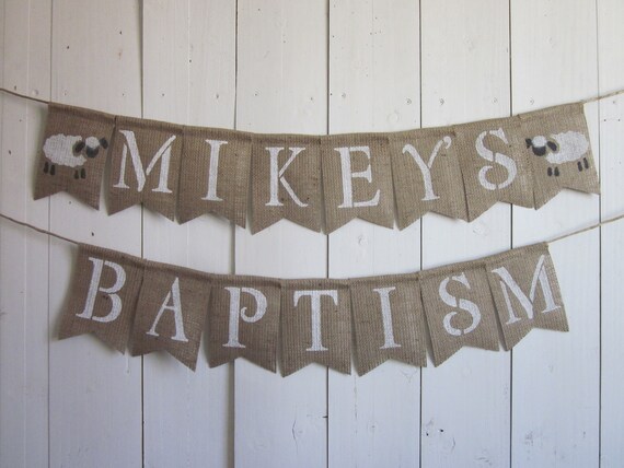 Lamb Baptism Decoration Custom Name Baby Dedication Bunting Etsy