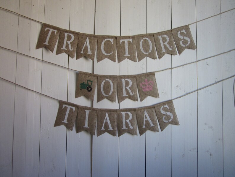 Tractors or Tiaras Gender Reveal Decoration Boy or Girl Etsy