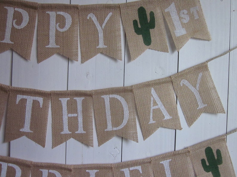 Eco-friendly Custom Name Birthday Bunting Fiesta Birthday Banner Cactus First Birthday Decoration Personalized 1st Birthday Garland