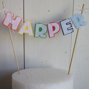 Personalized Felt Name Cake Banner: Birthday Cake Topper