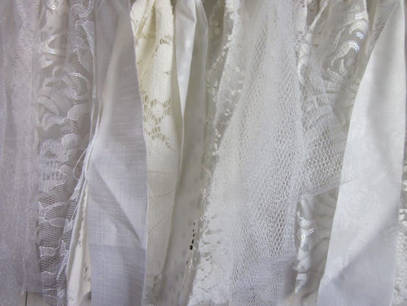 White Lace Rag Tie Banner, Shabby Chic Vintage Style Home Decor/party ...