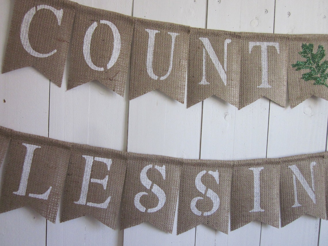 Count Your Blessings Banner Blessed Garland Rustic Autumn | Etsy