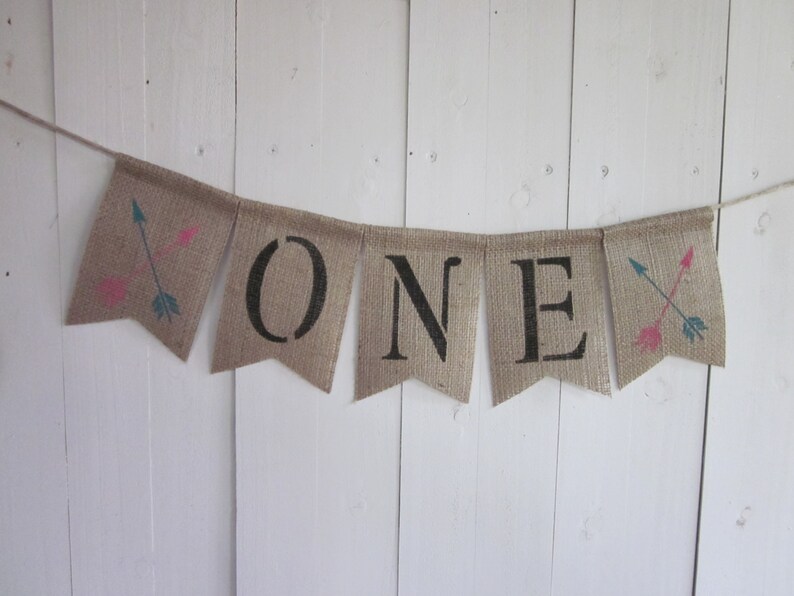 Aztec Arrow One Banner Custom First Birthday Indian Decoration Photo Prop Tribal Birthday Highchair Bunting Tee Pee One Garland