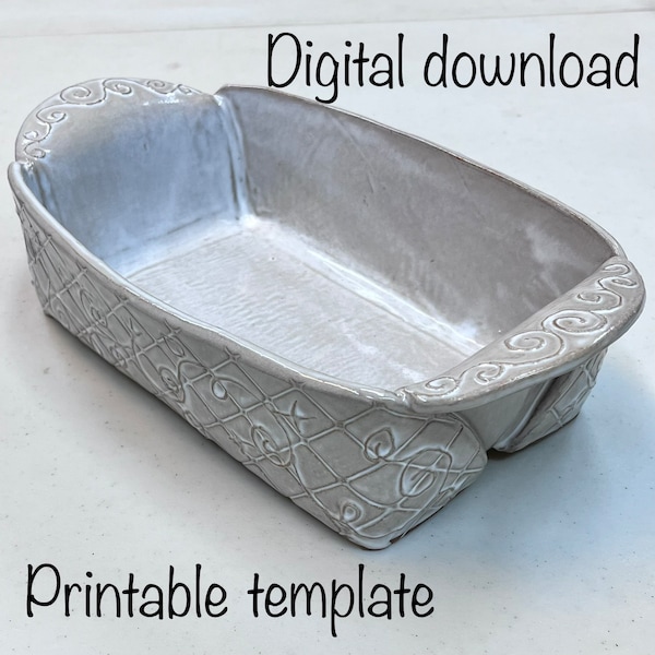 Bread pan pottery template, Make your own breadpan, DIY ceramic pattern, Slab building guide digital download, PDF