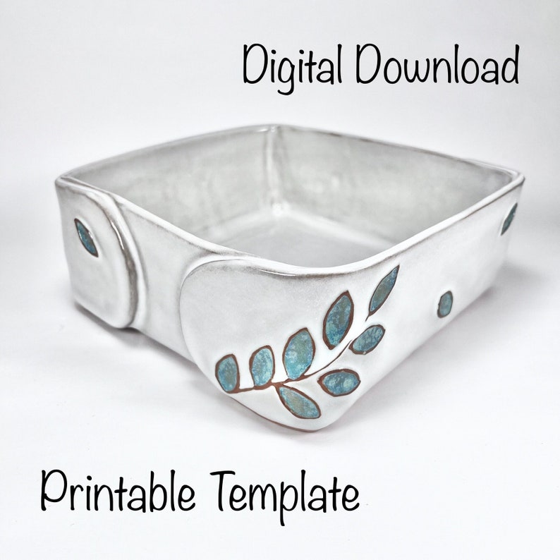 White square casserole dish captioned digital download printable template.