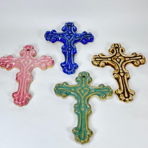 Set of two small crosses, Various colors, Handmade wall hanging, Christian art