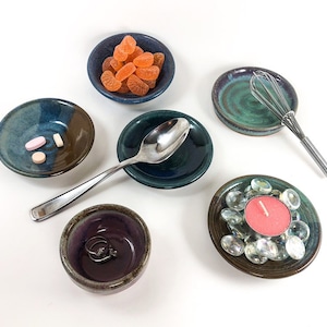 Three Little Round Dishes: Set of Pottery Bowls in Various Colors (Tiny Size)