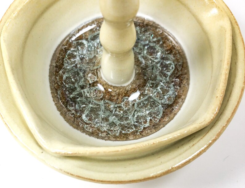 Ring Holder With Melted Glass Pottery Jewelry Dish Ceramic Etsy