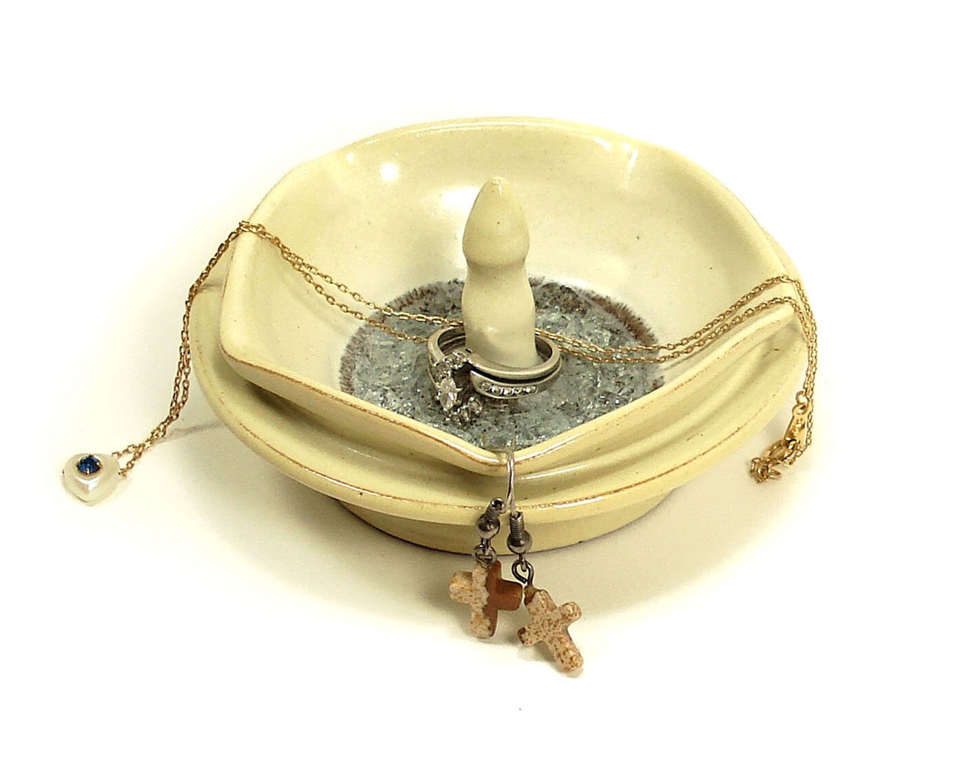Ring holder with melted glass Pottery jewelry dish Ceramic Etsy