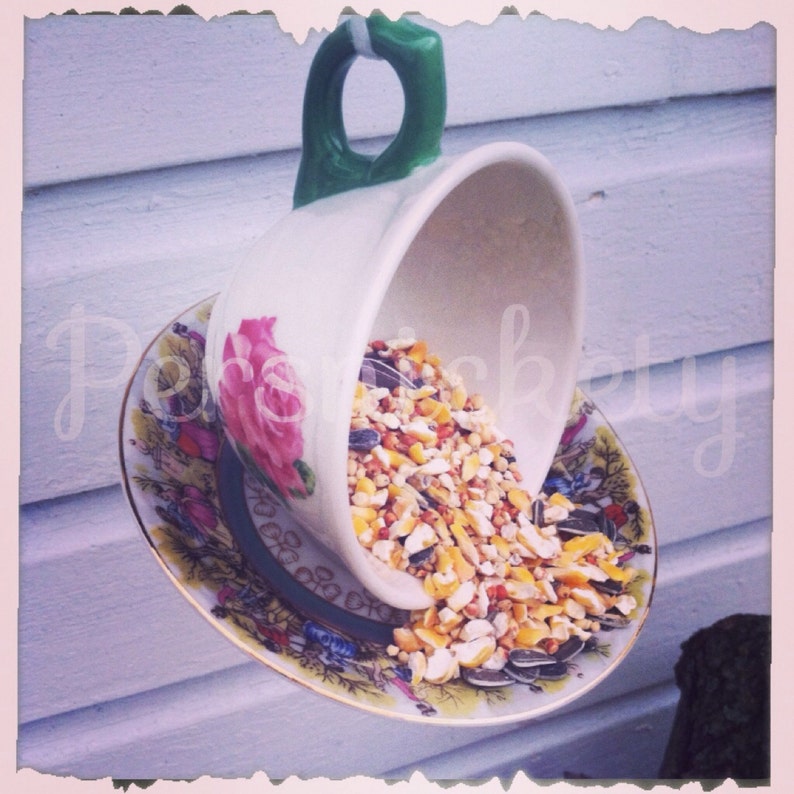 Teacup bird feeder Etsy