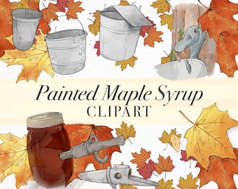 Painted Maple Syrup Clipart Pack, Digital Download