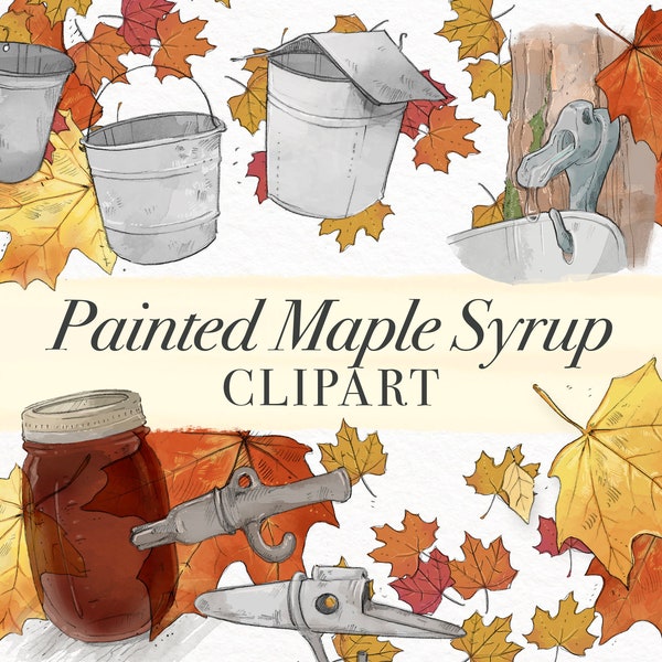 Painted Maple Syrup Clipart Pack, Digital Download